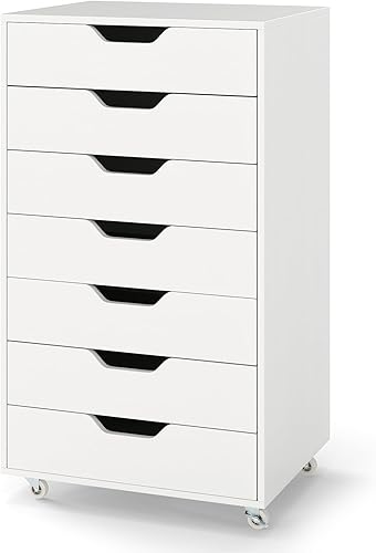 Miniatura 20 de Archivador, archivador blanco con ruedas universales, soporte para impresora de madera con almacenamiento, archivadores rodantes para oficina