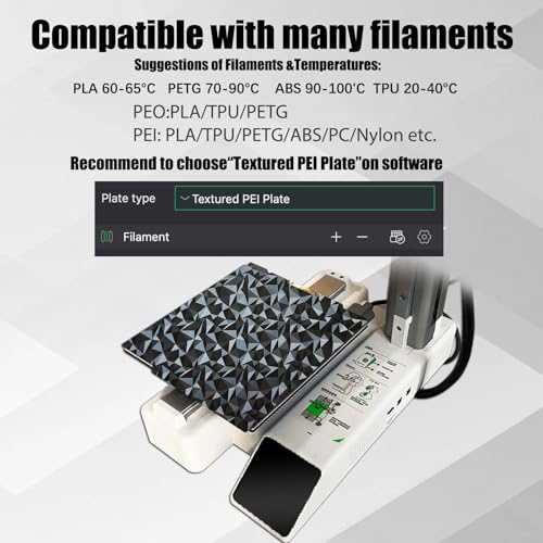 Image of PEI PEO Build Plate for Bambu Lab A1 Mini 3D Printer, Smooth Diamond PEO+ Textured PEI Build Plate PEI Sheet, Double Side Spring Steel Flexible Platform, 3D Printer 184x184mm Heated Bed