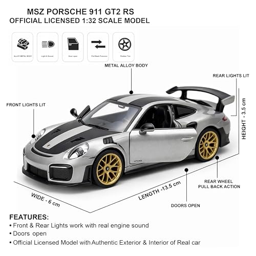 Image of Diecast Toy Cars for Kids & Collectors| 1:32 Scale | Pull Back Action Metal Model Car | Premium Detailing, Authentic Design, Sturdy Build | Gift Toy Car (Porsche 911 RS)