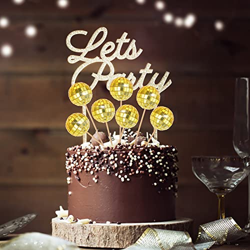 20 Pieces Disco Ball Cupcake Toppers Mini Disco Balls Happy Birthday Cake Topper 1970S Disco Ball Cake Decorations For Disco Theme Party 70S Theme Party Favor (Gold) #TOP3