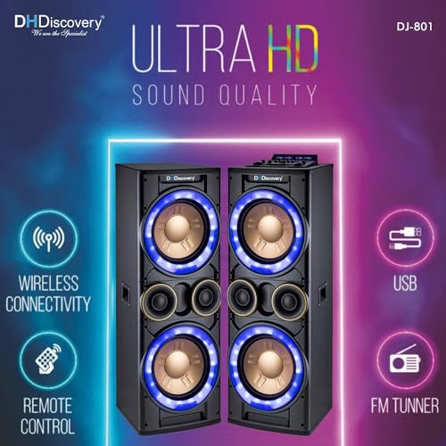 Image of DH Discovery DJ 801 Party Speaker 3000 W Bluetooth Tower Speaker (Grey, 2.0 Channel)| 1 Year Warranty