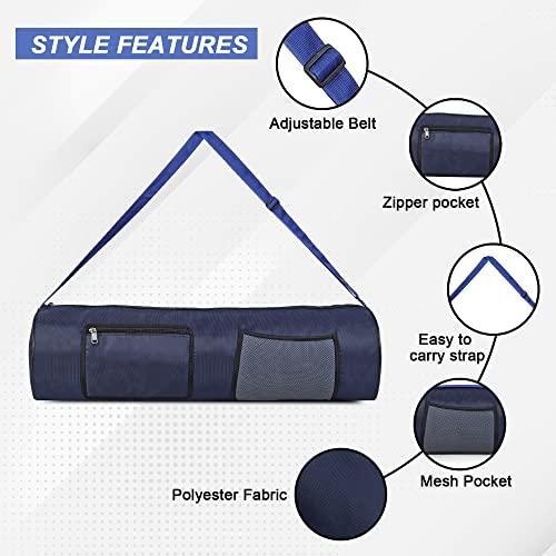 Image of Prarabdh Yoga Mat Bag Cover only with Pocket & Mobile Pouch Large Size for Women Mens (Navy Blue)