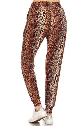 Leggings Depot Jga-S614-S Fierce Print Jogger Track Pants W/Pockets, Small #TOP2