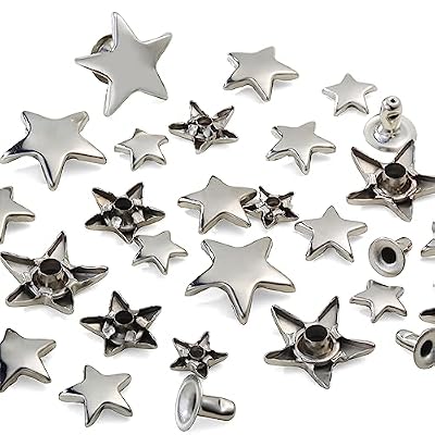 YORANYO 200 Sets Leather Rivets Kit Mixed Sizes Rivets for Leather Star Studs for Clothing Fabric Silver Rivets with Leather Crafting Rivet Tool for Repair Decorate Jackets Shoes Bags Belts Purse