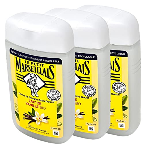 Gel douche Le Petit Marseillais vanille lot de 3 x 250ml contre la peau sèche