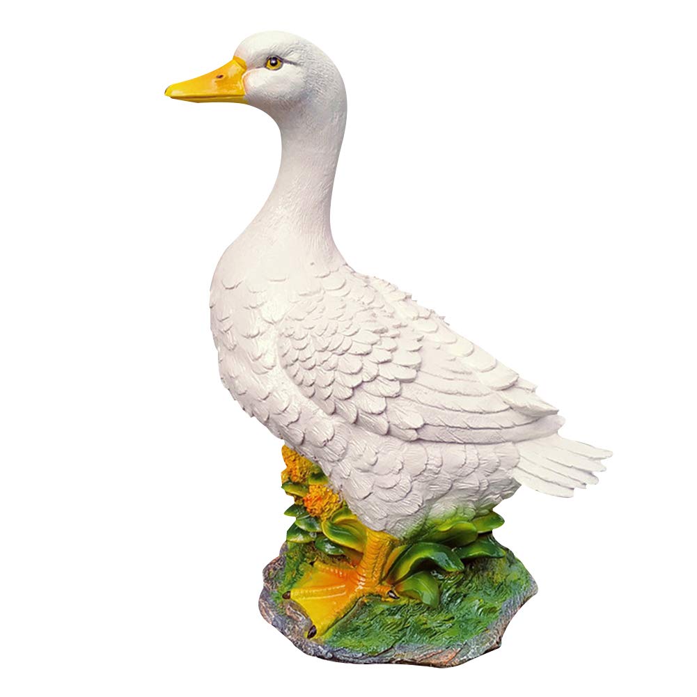 Kisbeibi Artificial Duck Garden Sculpture Pond Crafts Home Outdoor Decor Ornaments/White (LxWxH: 17 X 9 X 18cm)
