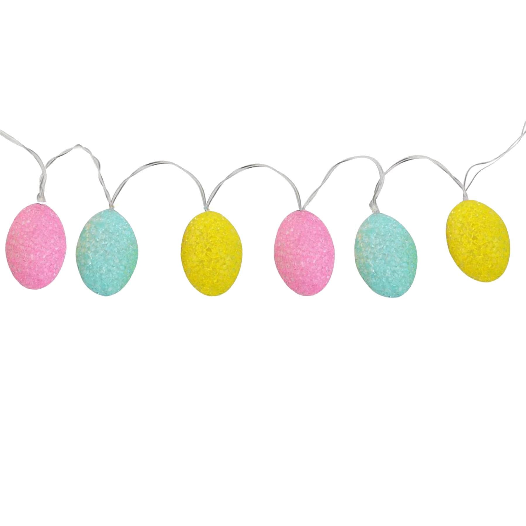 Pms International Multicolour Easter Light Up Decorations - Battery Operated - 6 Glitter Eggs/ Leds