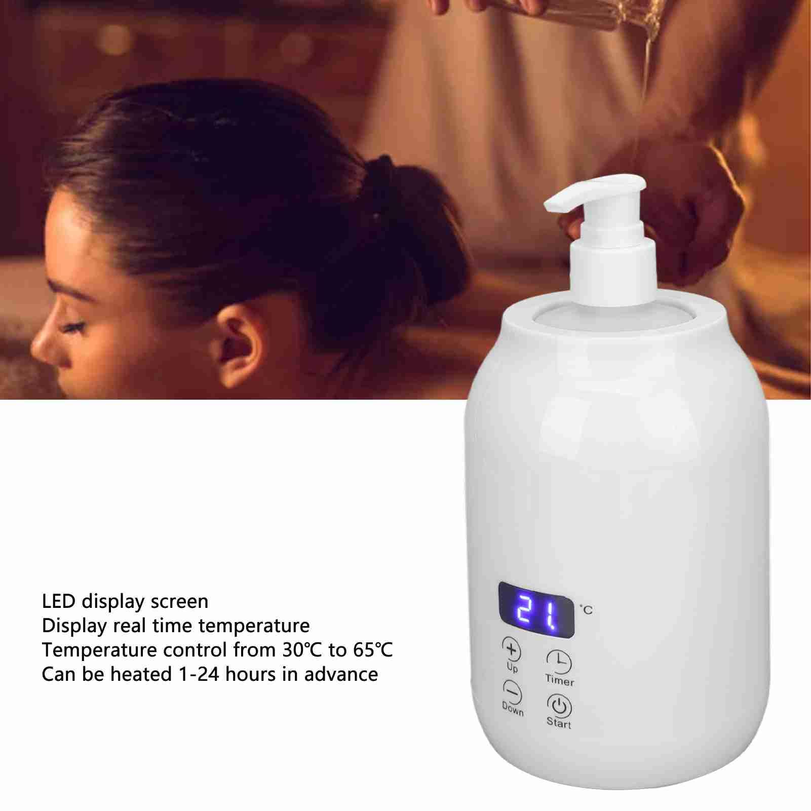 Qiilu Scaldaolio Massaggio per Massaggi PRO Spa Scaldabiberon per Olio Massaggio con Display LED Controllo Touch Regolazione della Temperatura Scalda Lozione per la Casa