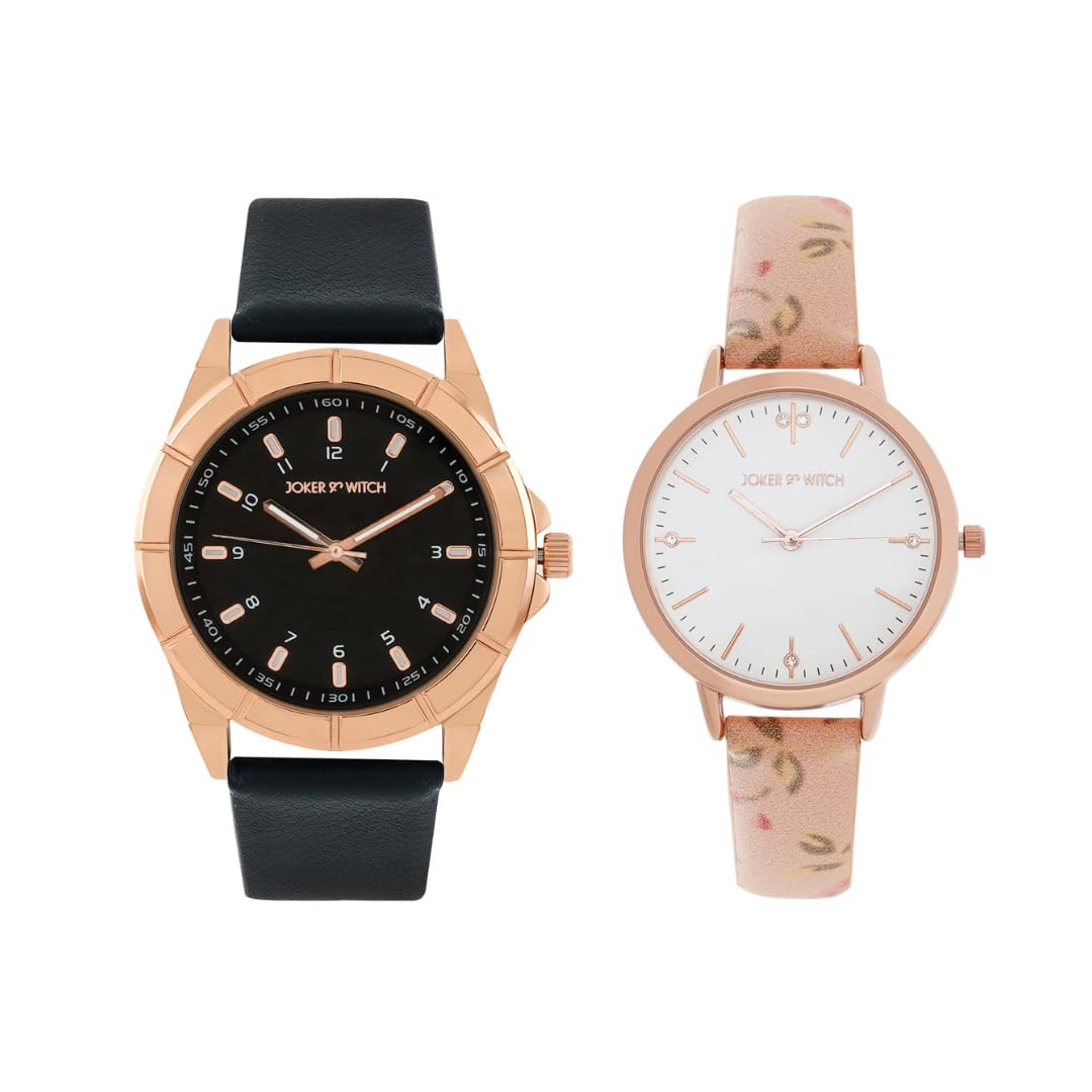 Joker & Witch Faux Leather Elena & Damon Couple Analogue Watches,Band-Color: Silver (B0CVL8QV1D) Amazon Price History, Amazon Price Tracker