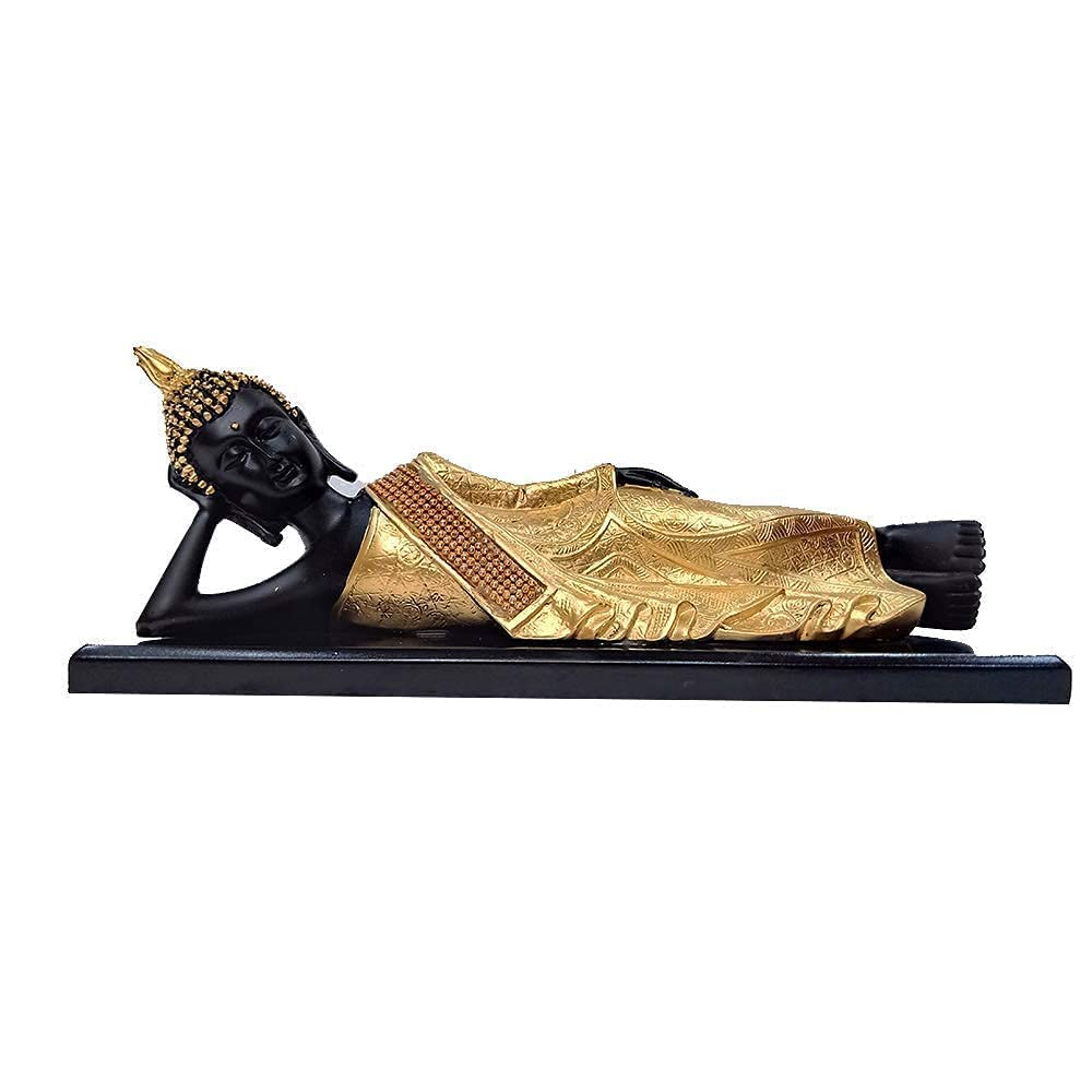 nantan Handicrafts Resting Buddha Statue |Lord Buddha Statue for Home Decoration| Sleeping Buddha Figurine |Diwali Decorations Items for Home Gifts (Black)