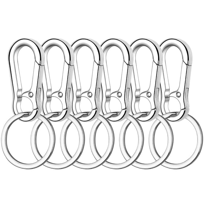 RusticAura Premium Metal Keychain Set for Car Bike Home Office Keys, Heavy Duty Stainless Steel Key Ring Holder, Scratch Resistant Chrome Finish, Stylish Gift Item for Men & Women, Pack of 6-image-12