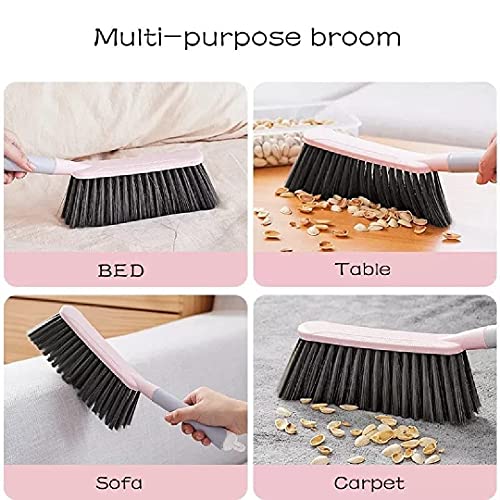 Image of Soft Cleaning Brush Hand Broom for Car /Bed /Couch /Draft /Garden /Furniture /Clothes Bedspread Carpet Cleaning Brush, Hotel Family Trip Easy Use for Showers, Bathtubs,Kitchens,Pink (Pack of 1)