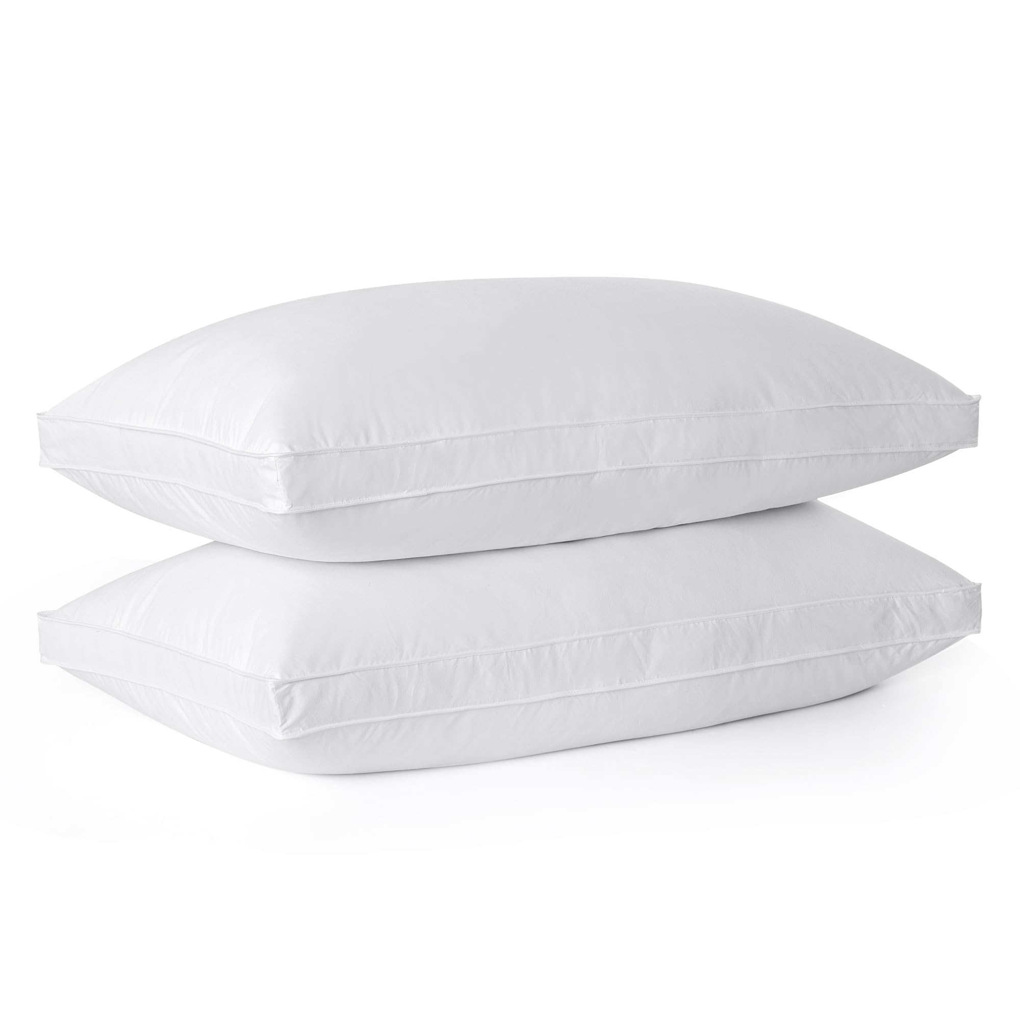 Bafode Gusseted Goose Down Feather Bed Pillows, Pillows Queen Size Set Of 2, 100% Soft Cotton Cover, Pillow For Back, Stomach Or Side Sleepers