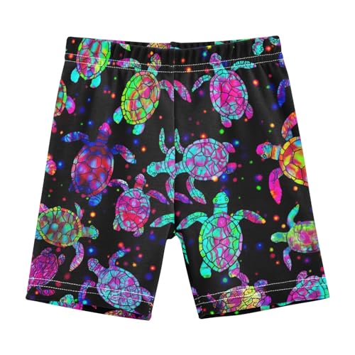 CHIFIGNO Neon Sea Turtles Black Bike Shorts for Girls Cartwheel Shorts Breathable Under Dress Biker Short 4T