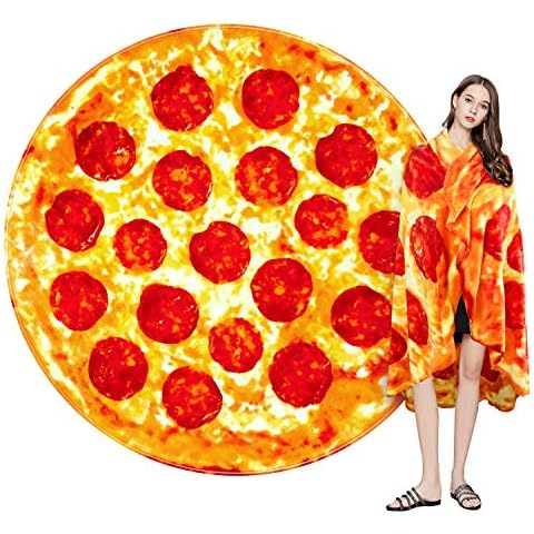 Cute Throw Blanket Soft Blanket Flannel All-Season Couch Cozy Travel Blankets and Throws, Warm Plush Blanket for Daughter Adults Students Teen (Pizza, 60 Inch) Cover