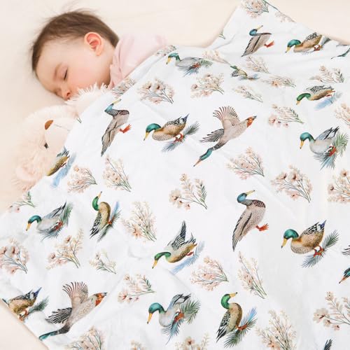 Image of Mallard Duck Baby Blanket for Boys Girls Soft Fleece Minky Blanket with Dotted Backing Double Layer Newborn Toddler Blankie for Nursery Stroller Crib Gift to Son Nephew Grandson 26.5 * 40 Inches