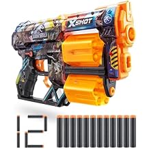 X-Shot XSHOT Skins Dread Blaster - Jurassic World Skin by ZURU Jurrasic World Skins Design with 12 Darts, Easy Reload, Air Pocket Dart Technology, Toy Foam Blaster for Kids, Teens and Adults