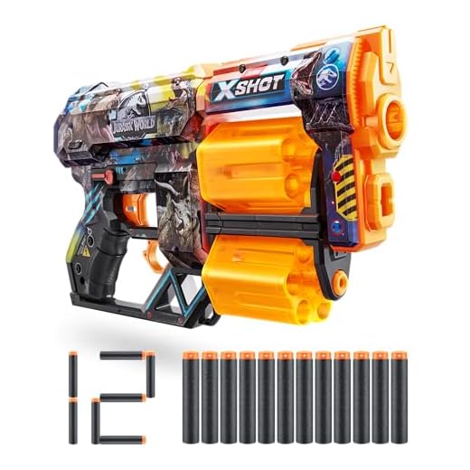 XSHOT Skins Dread Blaster - Jurassic World avec 12 fléchettes de ZURU