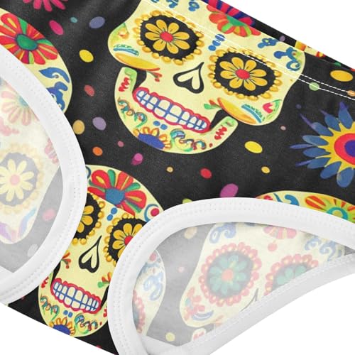 Cotton Toddler Underwear Custom Colorful Sugar Skull Skeletons Floral Girl Panties Cute Funny Briefs Underpants 2t4