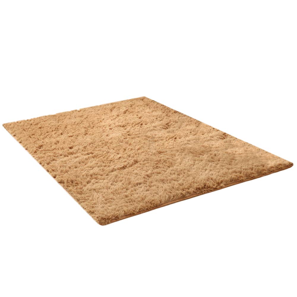 JIAN YA NA Anti-Skid Carpet Super Soft Living Room Rugs Floor Mat Fluffy Shaggy Area Rugs for Home Deco Dining Room Bedroom Children Room (Khaki, 120x160cm)