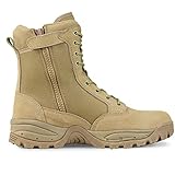 Maelstrom mens Tactical Combat Zipper Lightweight Military Breathable Work Side Heavy-Duty Leather Reinforced Toes Boots, Tan, 13