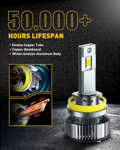 Image of AUXITO H11 H9 H8 LED Bulbs Fog Light Bulbs, 900% Brightness 6500K Cool White, CSP LED Chips Fog Lamps Replacement, Play and Plug, Pack of 2