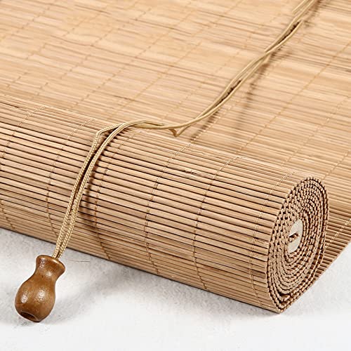 Estor enrollable decorativo de bambú, estilo retro, de bambú natural, cortina de privacidad para filtrar la luz, persianas de madera para dormitorio, sala de estar, cocina (50 x 80 cm)