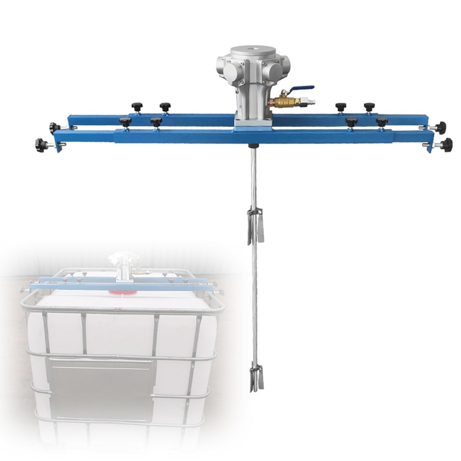YNBSHGAA Pneumatic Agitator 1300RPM, 1.5HP Tank Mixer Machine for Paint, Coating, Ink, Glue, 1000L IBC, 960mm Mixing Rod, 250mm Impeller Diameter