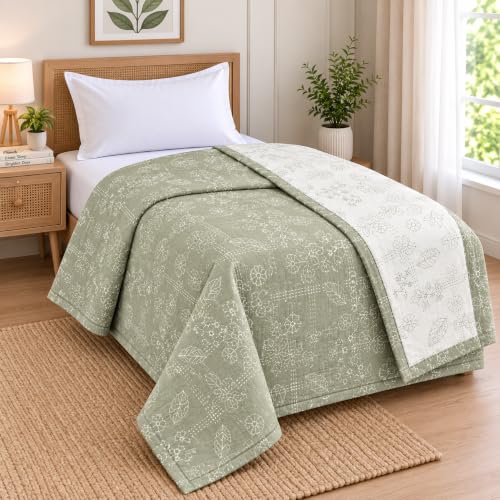 Image of Amazon Brand - Umi AC Dohar Blanket for Single Bed | 100% Cotton 160 TC | Soft Lightweight Three Layer Quilt | 57x87 Inches | Beautiful Elegant Design