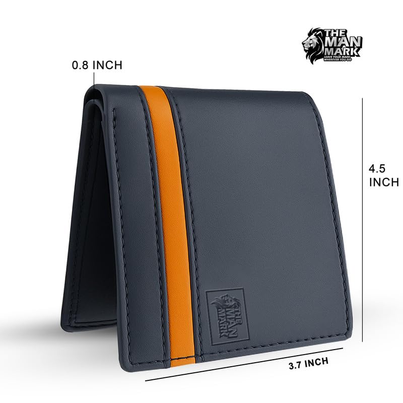 Image of Mens Wallets - Full Grain Original Leather RFID Wallet for Men, 9 Card Slots, 3 ID Windows, Stylish and Secure Card & Cash Holder (Large, Navy Blue)