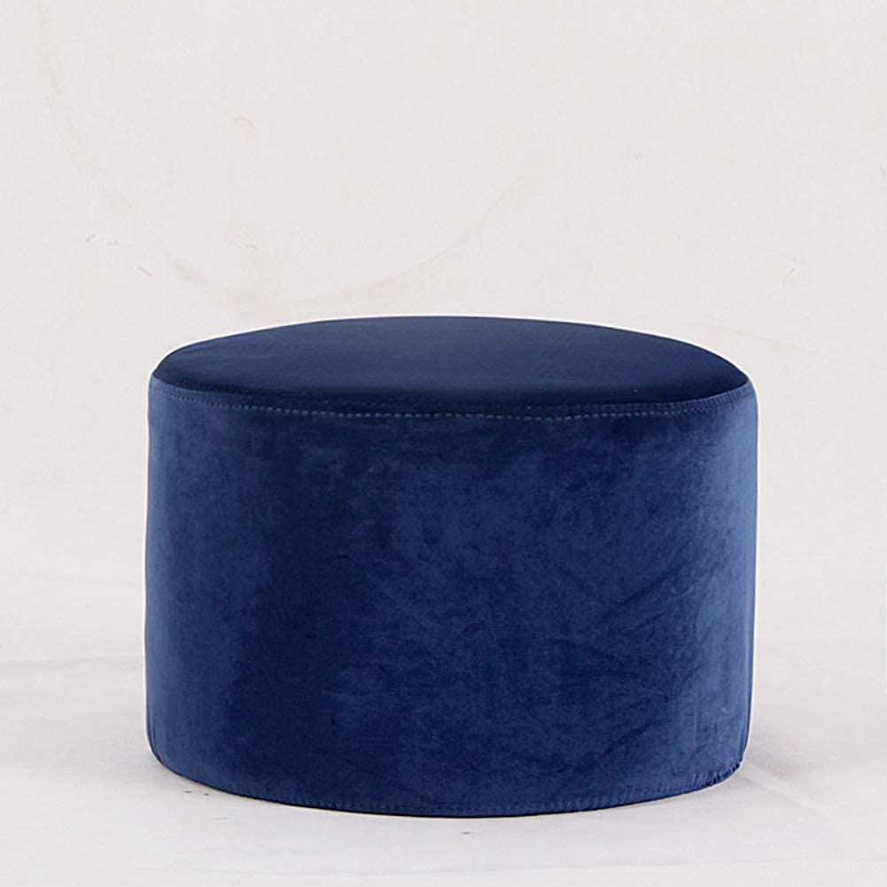 Pouf rond salon bleu 40cm - Tabouret chambre petit banc assise basse