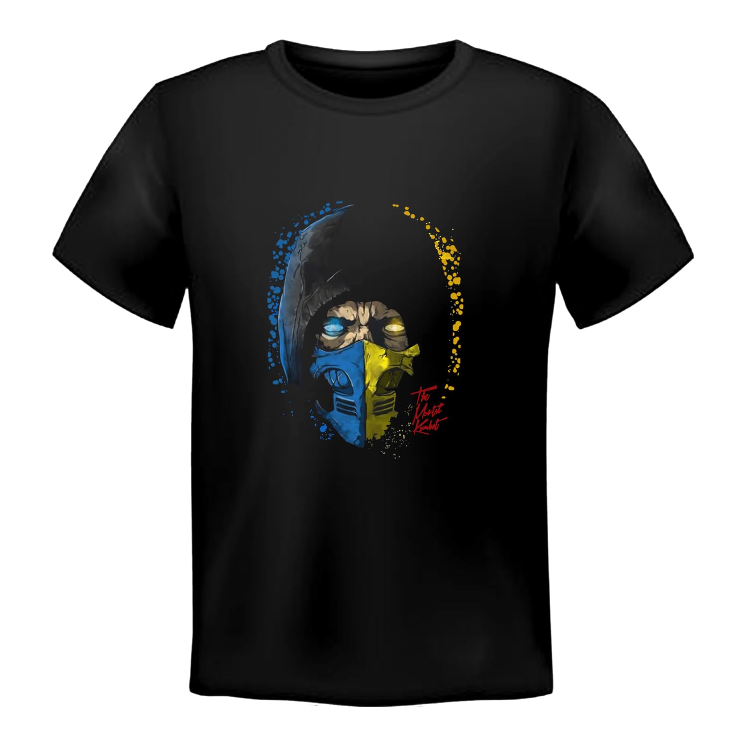 Men's Regular Fit Mortal Kombat, Subzero Scorpion Half Face Spoof Gift, Mortal Kombat, Scorpion, Sub-Zero Graphic Printed T-Shirt