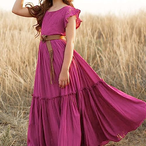 Vestido de princesa dourado para meninas primavera verão sólido babados sem mangas boêmio acessório