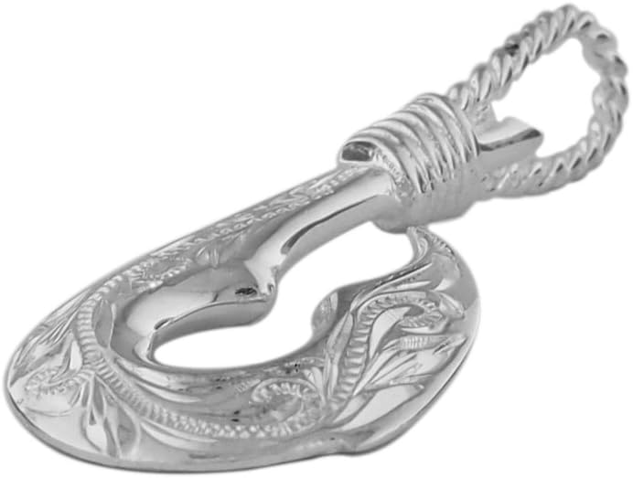 Sterling Silver Hand Engraved Reversible Hawaiian Fish Hook Pendant - Image 4