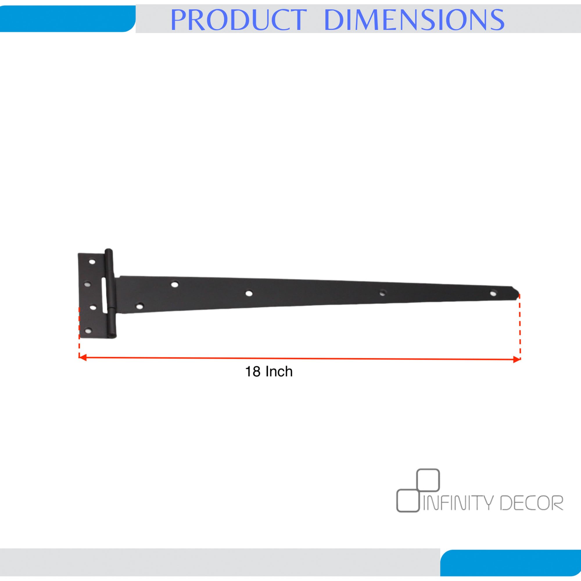 Infinity Decor Epoxy Black 18” Tee Hinges (3) with Twisted Ring Gate Latch and Brenton Bolt Pack - Image 3