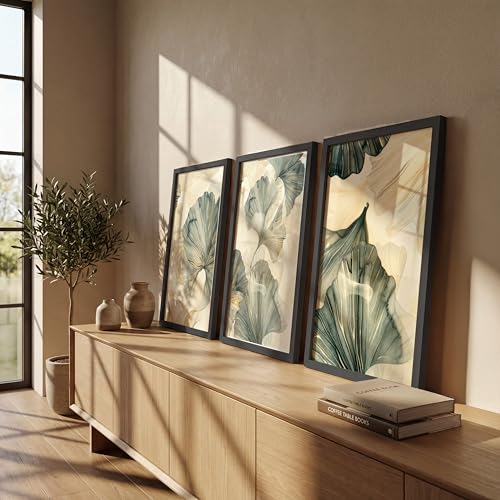 Image of NoWorries Modern Portrait Art & London Floral Wall Frames Paintings | Chelsea & Covent Garden Botanical 300 GSM Premium Prints | Stylish Home Decor for Living Room, Office & Bedroom | Synthetic Wooden Wall Art Frames (Set of-3) (BLACK, ART-12, 10X13INCHES)