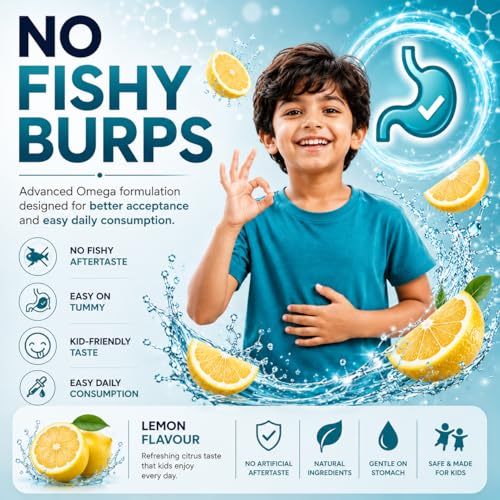 Image of Omega 3 Junior Liquid | Fish Oil with Vitamin D3, Virgin Olive Oil, Lemon Oil | UK Developed, Unique Formula, Safe for Kids | Taste-Free, for Overall Health and Body Development