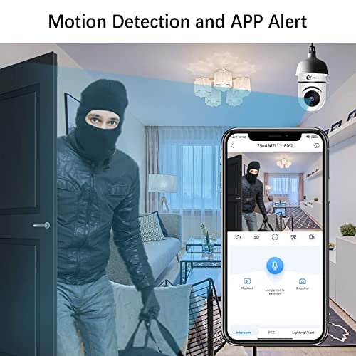 Xvim 2 Pack 3Mp Light Bulb Security Camera, 2.4Ghz Wifi Wireless Home Light Bulb Camera, 360° View Lens Hd Night Vision, Human Detection & Alarm, 2-Way Audio #TOP4