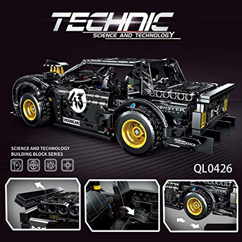 LAKIOMZ Muscle Car Baustein Modell 823pcs Pull Back Racing Car Bricks Modell für Technic Ford Mustang Hoonigan… – Bild 3
