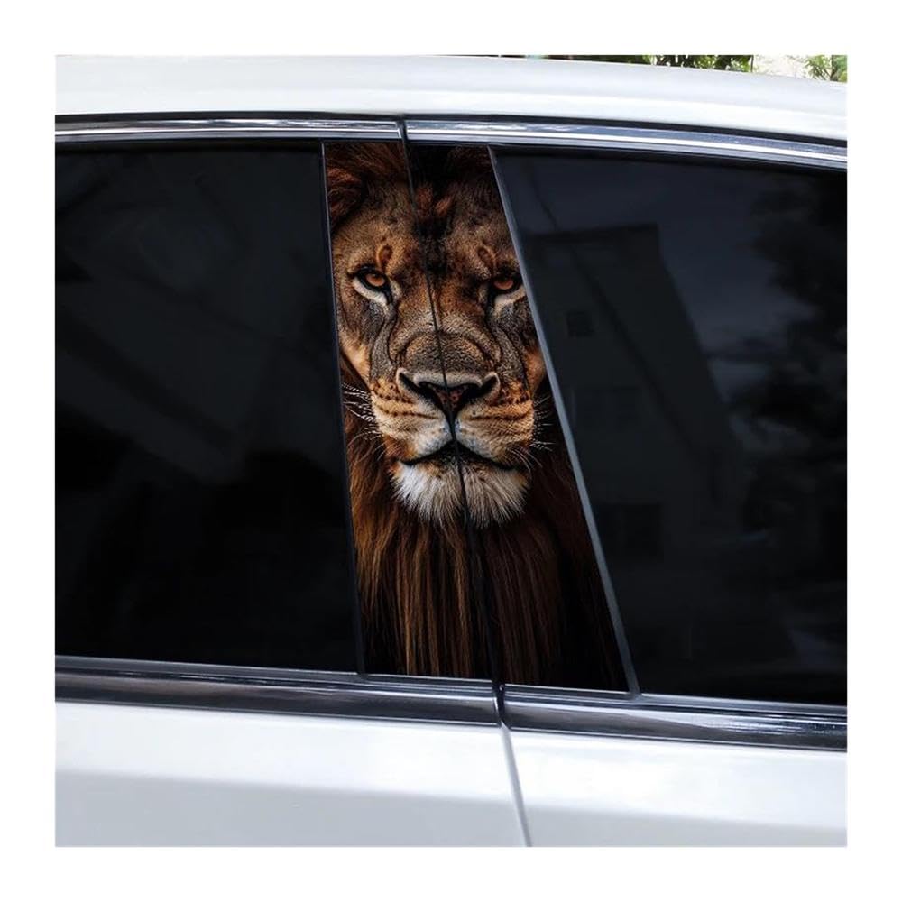 Body Parts 2pcs Fierce Animal Theme Car Center Pillar Decals Waterproof Door Pillar Stickers(B)