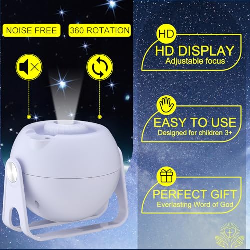 Image of Aurelema Bible Verses Projector Galaxy Projector Includes 12 Interchangeable Christian Discs Night Light Set Project Religious on Walls or Ceilings for Christian Gifts