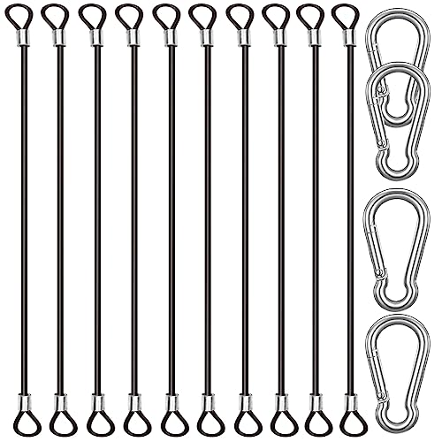 CKANDAY Lot de 10 attaches en acier inoxydable de 40 cm avec 4 mousquetons à ressort, câble en fil d'acier avec boucles, revêtement en vinyle, chaînes...