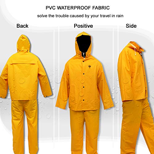 Rain Suit for Men Women Leather Craft Waterproof Protective Rain Coat Jacket with Bib-Style Pants Overall Rain Gear Workwear(Yellow, S)