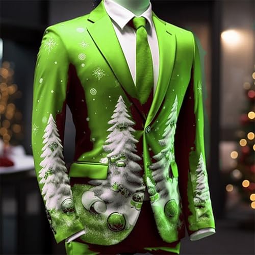 Mens Suit Jacket Christmas Prints Fashion Suits Slim Fit Lapel Down Blazer Jackets Coats with Buttons for Prom Party2