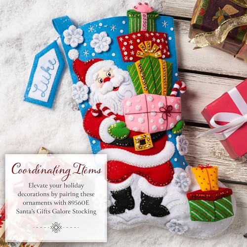 Image of Bucilla Felt Applique 6 Piece Ornament Making Kit, Red, White, & Blue Gnomes, Perfect for Holiday DIY Arts and Crafts, 89700E