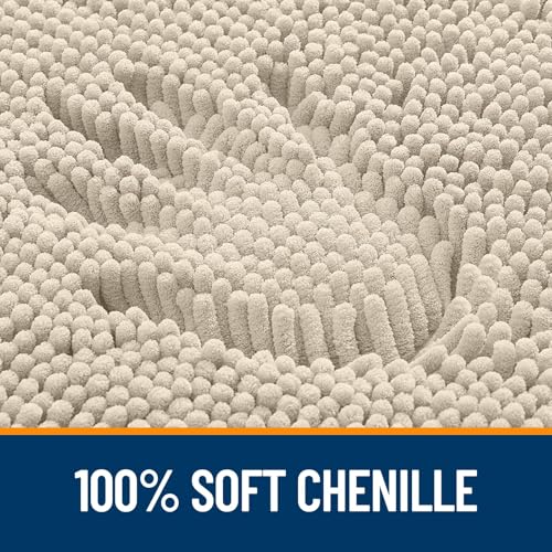 Image of OLANLY Bathroom Rugs Sets 2 Piece, Soft Absorbent Chenille Bath Mats Area Rug Set, Non-Slip, Quick Dry, Machine Washable Bath Mats for Bathroom, Home Decor Accessories (47 inchx20 inch+24 inchx16 inch, Sand)