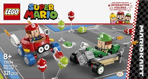 Image of LEGO Super Mario: Mario Kart - Baby Mario vs. Baby Luigi Toy, 2 Nintendo Figures 72034