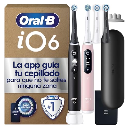 Oral-B iO 6 Pack De 2 Cepillos De Dientes Eléctricos Negro y Rosa...