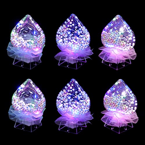ibasenice 6PCS Bola de Cristal Bola de Cristal Em Forma de Coração A Luz Da Noite LEVOU Natal Luz de