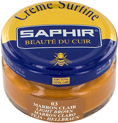 Saphir Shoe Cream Beaute du Cuir Creme Surfine 50ml Glass jar (Light Brown)